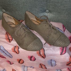 Taupe Studded Loafers
